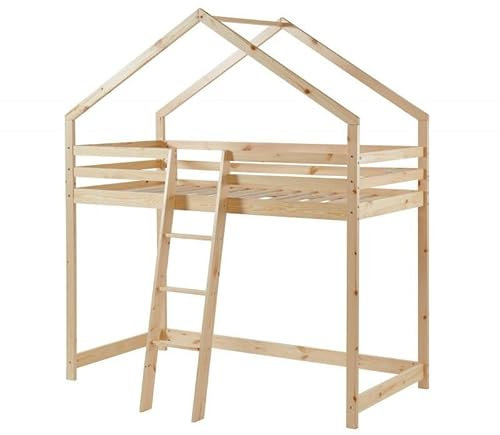 Laïba Kids Lit cabane Mezzanine Enfant Jardin des Petits Dormeurs Beige 90x190 cm