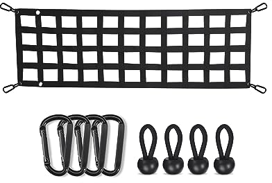 Einfach zu bedienendes Heckklappennetz für LKWs in voller Größe, 152,4 x 45,7 cm, Robustes Heckklappennetz mit hervorragendem UV-Schutz, passend für LKWs von Chevrolet, Ford, Toyota, GMC, Dodge RAM,