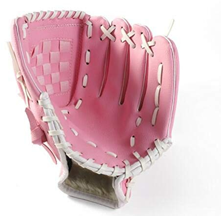 Baseball Handschuhe,PU-Leder Baseball Glove Schwarzer Rosa Braun Baseballhandschuh Softball-Übungsgeräte Größe 10.5 / 11,5 / 12.5 Linkshänder für Kinder Erwachsene Mann-Frauentraining ( Color : Pink ,