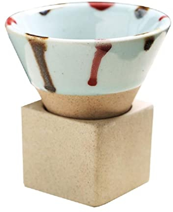 Tasses à café en céramique - Tasse à thé en poterie rugueuse - Tasse à latte japonaise - Tasse à café en porcelaine avec base pour cuisine, bar, voyage