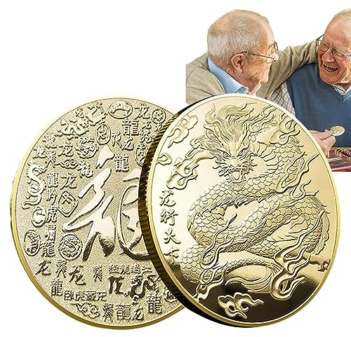 itrimaka Pièce Dragon - Fortune du Nouvel an Lunaire Chinois 2024 | Pièces en Relief Pièces Bonne Fortune Cadeau du Nouvel an Lunaire Chinois