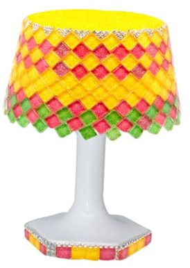 Housoutil Tischlampe Handgefertigte Schreibtischlampe Kit Mosaik Nacht Und Mädchen Handwerk Gelb Nachttischlampe