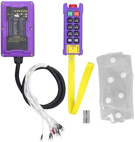 NEWTRY Telecomando Wireless per Gru 8 Pulsanti 12V 2 Trasmettitori Protezione IP67 Portata di Controllo 300m Indicatore LED per Gru Trasportatori Macchinari CNC (24V)