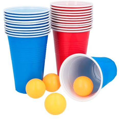 Boland 30852 - Set Bierpong, 22 gobelets et 4 balles, jeu de fête, anniversaire, jeu pour faire la fête