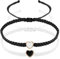 Telooco Herz Glücksarmband 2 Stück Paar Armband Damen Verstellbares Armkette Mädchen Freundschaftsarmband Handmade Geflochtenes Armband Geschenk für Jahrestag Freund Freundin (Schwarz, Weiß)