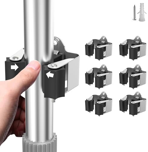 GARTOL 6 Stück Gerätehalter,Besenhalter Wand, Gartengerätehalter, Wandhalterung für Wischmopp, Besen, Schaufel, Werkzeuge