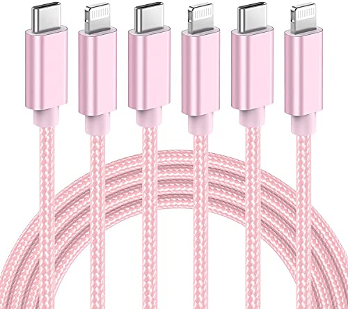 ilikable Cable iPhone USB C 1M 2M 3M 3Pack, Cable iPhone Carga Rapida Certificado MFi - Cable USB C a Lightning Compatible con iPhone 14 13 12 Pro 11 Max XS XR SE 2020 AirPods Pro, Rosa