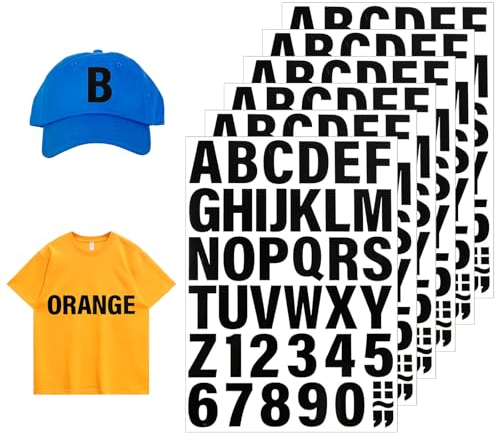 JEKUGOT 6 Sheets 258 Pieces Iron on Letters and Numbers for Clothing Heat Transfer Letters 2 Inch Iron on Vinyl Letters Alphabet Sticker with A-Z Letters and 0-9 Numbers for DIY T-Shirts Black