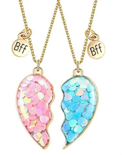 Visxcnu Lot 2 Colliers avec Pendentif en Forme cœur Best Friends Forever BFF Collier Stitch Fille, Breloques Bijoux Stitch pour Enfants Cadeau pour Les Cadeaux d'anniversaire et Noël des Filles