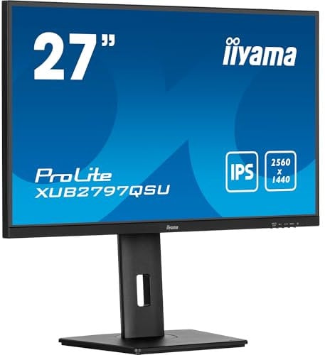 iiyama Prolite XUB2797QSU-B2 68,5cm 27 IPS LED-Monitor WQHD 100Hz HDMI DP USB3.2 Slim-Line Höhenverstellung Pivot AdaptiveSync schwarz