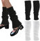 Abeillo 2 Paar Damen Leg Warmers,Gestrickte Beinstulpen,Winter Weich Lange Socken,Damenmode Lange Stiefelmanschette Kniestrümpfe,Y2K Vintage Stulpen Damen für Winter(Black&White)
