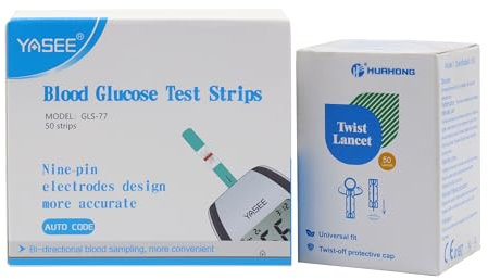 GLM-77 Glucose Test Strips/ 50 pcs Blood Sugar Test Strips, Auto Coding/for Yasee GLM-77 Blood Glucose Monitor Only, for UK Diabetics in mmol/L,Home Use