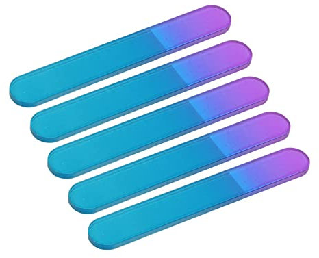 Lima per Unghie in Vetro, 5 Pezzi Lima per Unghie in Vetro per Lucidatura Fisica su Entrambi i Lati con Custodie Lime per Unghie e Tamponi Lime in Vetro per Unghie Manicure