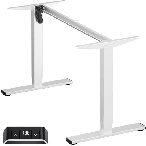 ONKRON Base Elettrica & Motorizzata per Piani di Lavoro 120-170 cm - Scrivania Regolabile in Altezza Carico Massimo 70 kg - Scrivania Elettrica Velocità di Sollevamento 25 mm/s / WDF221E-W Bianco