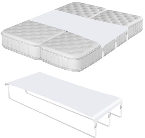 Matratzen Verbindung, Bettbrücke für Doppelbett Bett Binder Bettspaltenfüller Matratzenhalter mit Riemen Metallschnalle für Geteiltes Kingsize-Bett Verstellbares Queensize-Bett Twin XL(Weiß)