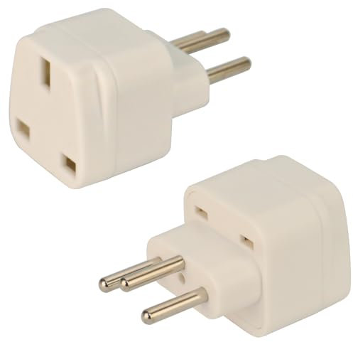 Wirafix 2 Pack Switzerland Plug Adapter, UK to Swiss Plug Adapter, Grounded Swiss Plug, Travel Adapter for Switzerland,Jordan, Liechtenstein, Madagascar, Rwanda and More (Type J), White