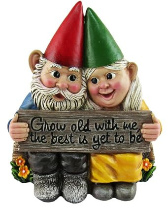 Garden Gnomes | Paar Gartenzwerge Gealtert Zusammen | Gemeinsames Gartenpaar Romantische Statue Zwergpaar | Dekoration von Gartenzwergen | GNOME Paar Statuen