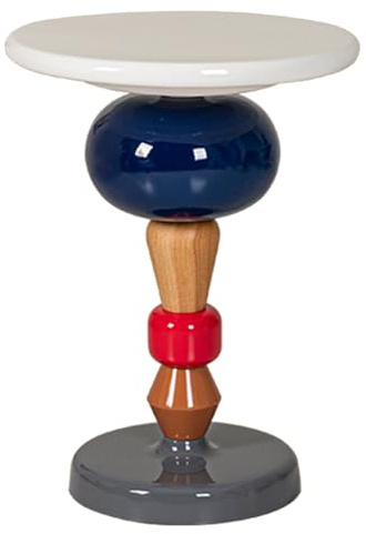 17,7 Runder Beistelltisch, Kreativer Einfacher Beistelltisch, Fiberglas und Massivholz, Einfache Montage, for Wohnzimmer, Schlafzimmer