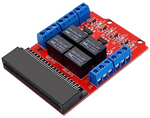 Orolotay Microbit 4 Channel Relay Module Shield 5V High Trigger Programming Educational Kids Teaching Microbit Expansion Board DIY Programming Learning Supplies Parts
