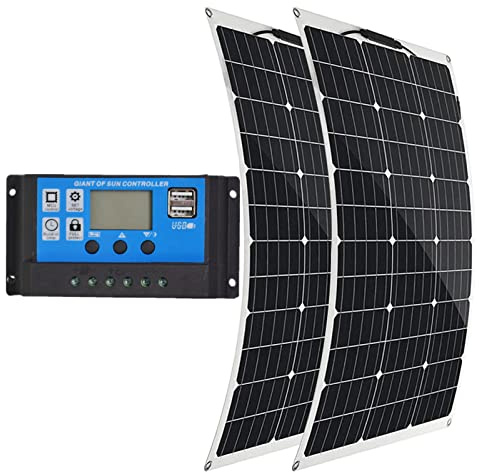 Lot de 2 panneaux solaires monocristallins 1000 W 18 V, 500 W, module solaire monocristallin flexible, étanche, chargeur solaire portable pour camping, bateaux, camping-cars
