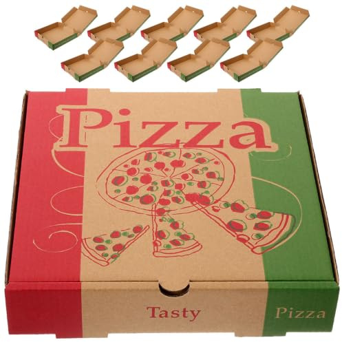 ELAYARD 10 Stück Pizzakartons 7.28X7.28X1.57In Lebensmittelechte Pizzaverpackung Für Restaurant Takeaway Frischhaltung Und Sichere Aufbewahrung Von Pizza Und Speisen
