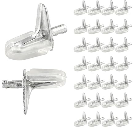 30 Supporti Per Scaffali Invisibili in Plastica Con Perno in Acciaio, Supporto Da 3 Mm Per Armadi, Librerie E Mobili, Clip A Forma Di L Per Un’Organizzazione Efficiente, Supporti Per Mensole