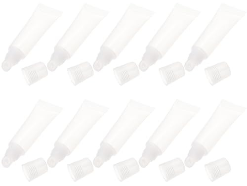 Artibetter 10ml Leere Lipgloss Tuben aus Kunststoff 10 Stück Transparent Tragbar und Geeignet für Reisen Nachfüllbare Lippenpflege Behälter