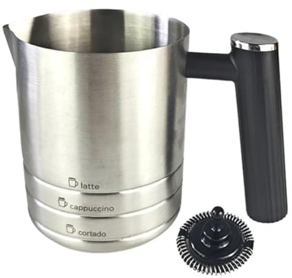 Whychstore Milchaufschäumbecher mit Edelstahl-Schneebesen, Ersatzrührwerk kompatibel mit ES601 ES655 Kaffeemaschinen, leicht zu reinigendes Design