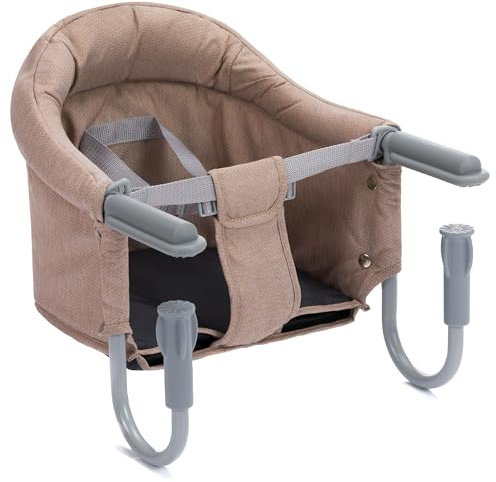 Fillikid Tischsitz, Faltbarer Babysitz mit klappbarer Schraubfixierung | Tischstuhl, Stuhlsitz | Boostersitz mit Anti-Rutsch-Klemmen und Tragetasche | Babysitz für dicke Tischplatten Nature