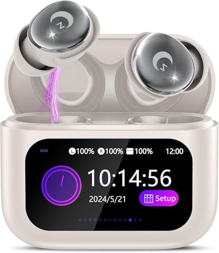 Wireless Earbuds with Smart Touch Screen, 2026 Mini Sleep Earbuds Bluetooth 5.4 Headphone In Ear with Noise Cancelling Mic, 48Hrs Playtime Hi-Fi Stereo Sound, 5 EQ Modes/IP7 Waterproof Ear Buds White