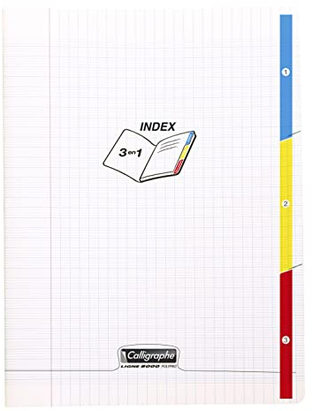 Calligraphe 18226C Un Cahier Agrafé 3 Index Incolore (une Marque de Clairefontaine) - A4 21x29,7 cm - 96 Pages Grands Carreaux - Papier Blanc 90 g - Couverture Polypro Transparent