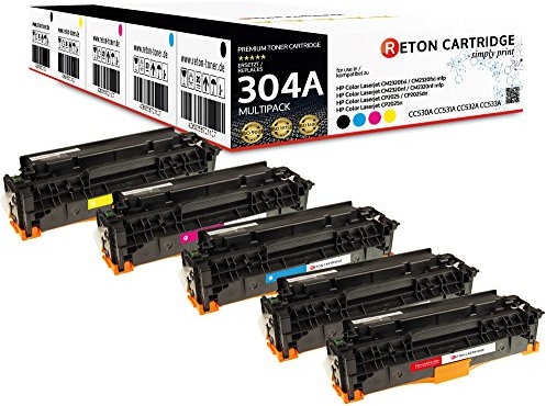 5er Farbset Reton Toner, kompatibel für CP2025N CC530A, CC531A, CC533A, CC532A HP 304A, Color Laserjet CM2320N, CM2320NF, CM2320FXI, CP2025N, CP2025DN, CP2025X, CM2320MFP