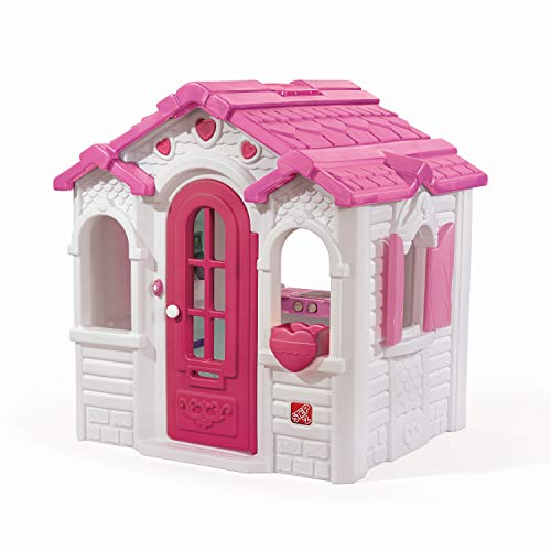 Step2 Sweetheart Playhouse for children in pink | Playhouse made of plastic for garden/outdoors | Includes kitchen, bell & accessories