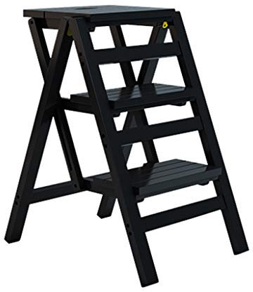 Escalera de Taburete Plegable de 3 peldaños, Escalera de Madera para el hogar Tijera escalonada Taburete Alto para niños y Adultos, Herramienta de jardín en casa Altura 68 cm Máx. 150 kg