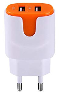 Adattatore di Rete USB per Huawei P Smart 2019 Smartphone Tablet Doppia Presa a Muro 2 Porte Corrente AC Carica (Arancione)