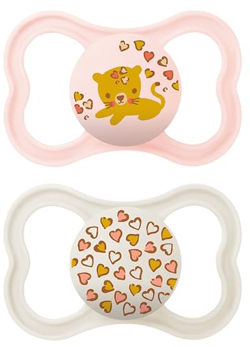 MAM Chupete con Escudo Ventilado, a Partir de 6 Meses, con Tetina Simétrica, Plana y Flexible de Silicona de Fácil Aceptación, con Caja Autoesterilizadora, Air, Rosa Mate, Pack de 2uds