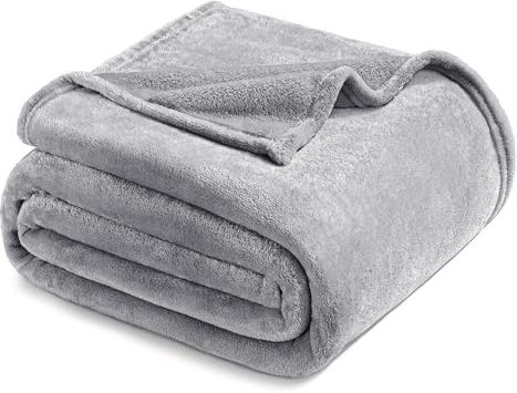 Exclusivo Mezcla Kuscheldecke Fleecedecke 220 x 240 cm Decke Tagesdecke | für Bett und Couch, Superweich, Warm, Wohndecke, Bettüberwurf, Ganzjahreszeit, Plüsch, Leicht, Hellgrau