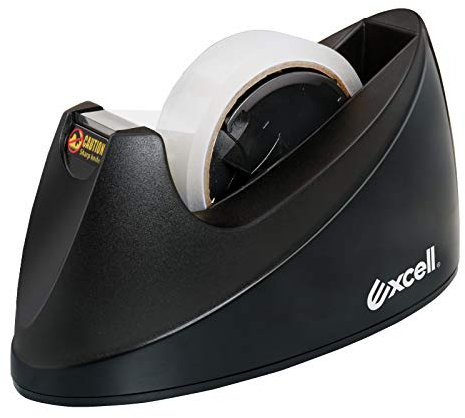 Excell Dualcore Tisch-Klebebandabroller (2,5 cm + 7,6 cm Kern) mit sandbeschwertem Boden, Einhandspender, Verwendung für Zuhause, Büro, Geschenkgeschäft