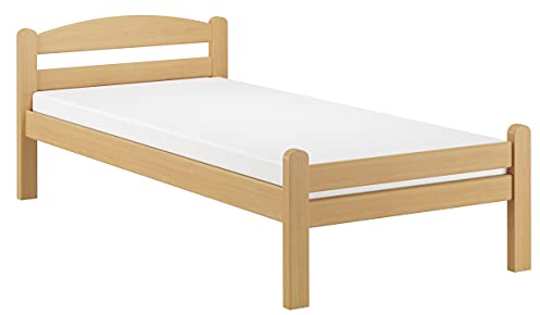 Erst-Holz®️ Einzelbett Buche massiv 90x200 Bettgestell und wählbare Ausstattung V-60.45-09, Ausstattung:Rollrost und Matratzen inkl.