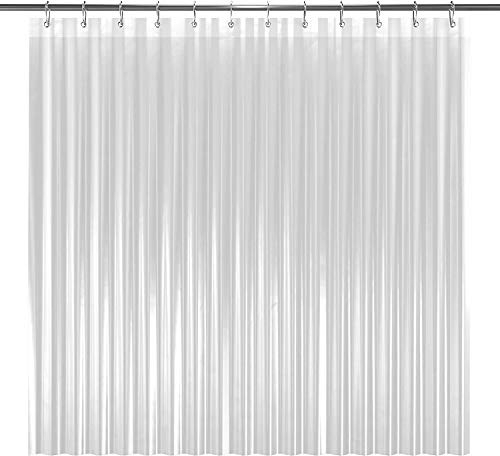 LiBa Tenda da doccia trasparente, 183 x 213 cm, in PEVA, con peso inferiore, calibro 8, antimuffa, più lunga della tenda da doccia, tenda da doccia