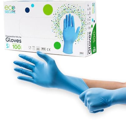 Ecosecure Multi-Purpose Nitrile 100 Disposable Gloves Small - Powder Free, Latex Free & Non-Sterile - Food Approved, Medical & Industrial Protection - Box of 100