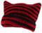 SINSEN Women's Cat Beanie Crochet Hats with Ears Knitted Striped Winter Warm Elastic Cap for Girls Adults Kids (Black Red)