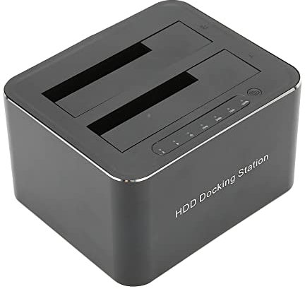 Dockingstation für Externe USB 3.0 Zu SATA Festplatten mit Zwei Einschüben, Unterstützt 2 X 16 TB SSD Dock, mit Offline Klon /Duplizierfunktion, Plug And Play für 2,5 und 3,5 Zoll HDD SSD SATA(EU)
