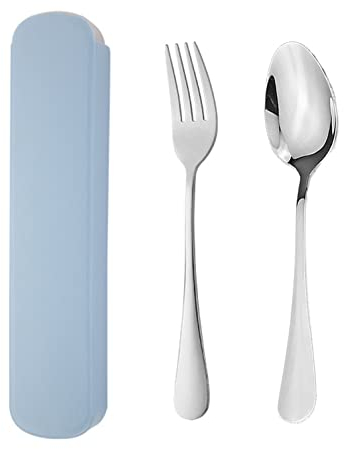 Stainless Steel Dinner Forks & Table Forks, 2Pcs Portable Cutlery Set, Travel Cutlery, Flatware Set with Case
