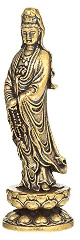 Guan Yin Statue, Quan Yin, Kwan Yin, Kuan Yin, Mutter Buddha, super Mini-Figuren aus reinem Kupfer, handgefertigt für Heimdekoration (C)