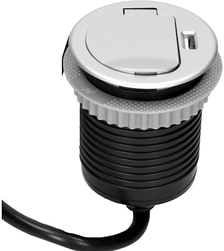 Miratic Bloc Prise Encastrable Plan de Travail Prise Meuble Ø6cm avec Couvercle Chargeur USB et Câble 1,8m