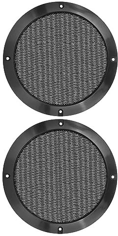 Unifizz Car 2pcs 6.5 Inch Metal Glossy Audio Speaker Cover Mesh Subwoofer Grill Horn Guard Decorative Circle Grille Protector Black