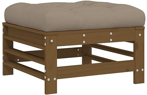 vidaXL Gartenhocker, Sitzhocker mit Kissen Latten-Design, Modular Holz Hocker für Garten Terrasse, Fußhocker Gartenmöbel, Honigbraun Massivholz Kiefer