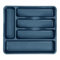 Navy Cutlery Tray Plastic Cutlery Drawer Rack Utensil Holder Countertop Tray 5 Compartment Cutlery and Gadget Storage Kitchen Non-Slip Organiser for Kitchen/office/school, 33 X 29.50 X 5cm (Single)