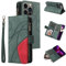 Kompatibel mit Hülle Xiaomi 13T/Xiaomi 13T Pro/K60 Ultra, 9 Kartenfäche Leder Geldbörse Stoßfest Flip Case mit Handschlaufe Standfunktion Reißverschluss Handyhülle Magnetverschluss Wallet– Grün